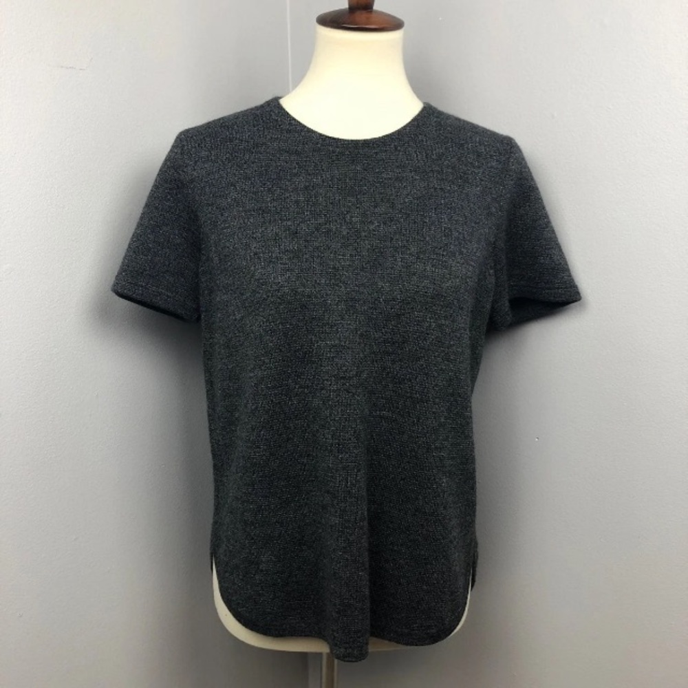 Madewell Black Marled Short Sleeve Sweater Medium